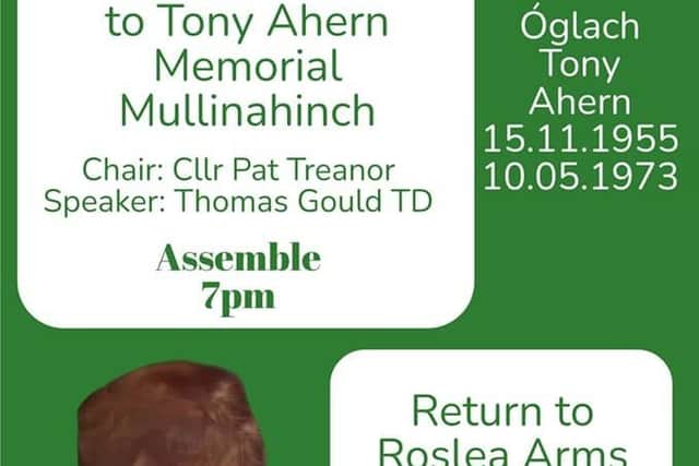 A flyer for the Sinn Fein event