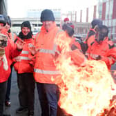 Royal Mail workers pictured on a picket line beside Toome Street sorting office in Belfast City Centre on Wednesday 14 December.