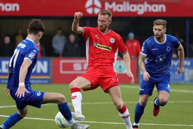 Cliftonville's Michael Newberry in action against Dungannon last year: photo by David Maginnis/Pacemaker Press