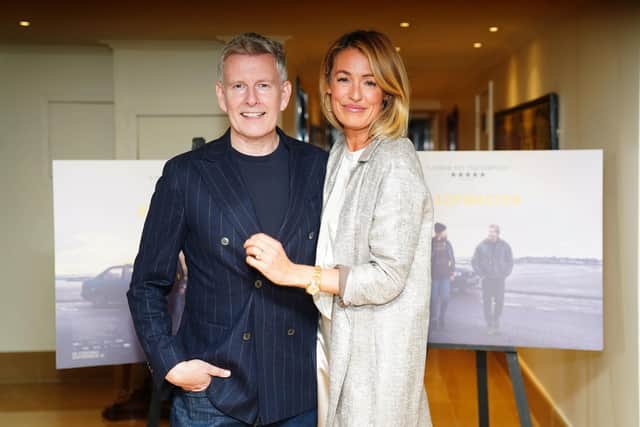This is a PA image of Patrick Kielty and Cat Deeley at the Ballywalter premiere in London