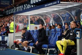 Rangers manager Michael Beale pictured during the Champions League play-off round first leg against PSV Eindhoven at Ibrox