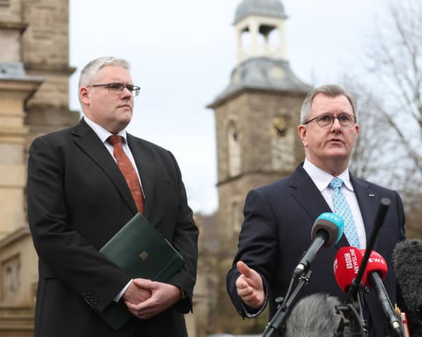 Gavin Robinson and Jeffrey Donaldson hailed the deal as good for the Union. It brought about the return of Stormont after it collapsed in February 2022