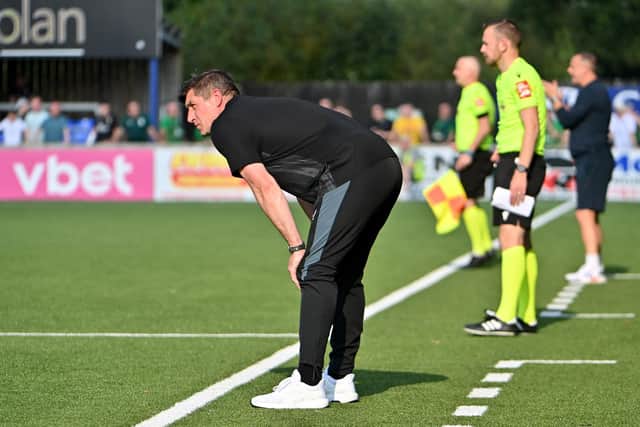 Glentoran manager Declan Devine during Saturday's defeat. PIC: Inpho/Stephen Hamilton