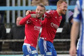 Linfield's Kirk Millar celebrates his goal during today's game at Newry Showgrounds, Newry. Photo by David Maginnis/Pacemaker Press