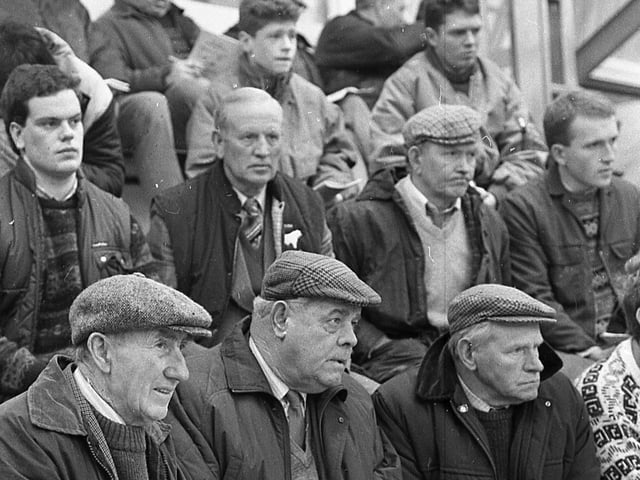 Trade for Limousins at the club sale in the Automart, Portadown, near the end of February 1992, was excellent and followed the trend that had been set in Perth. In this photograph we see some of those who attended watching the sales action at the Automart, Portadown. Picture: News Letter archives