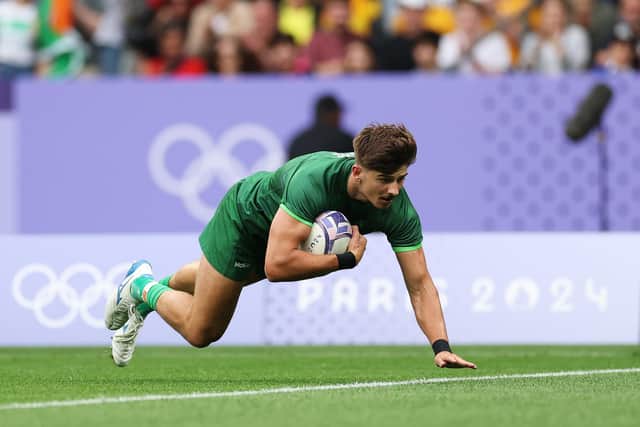 Chay Mullins on international duty with Team Ireland Sevens during the 2024 Olympic Games in Paris. (Photo by Cameron Spencer/Getty Images)