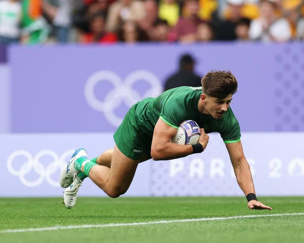 Chay Mullins on international duty with Team Ireland Sevens during the 2024 Olympic Games in Paris. (Photo by Cameron Spencer/Getty Images)