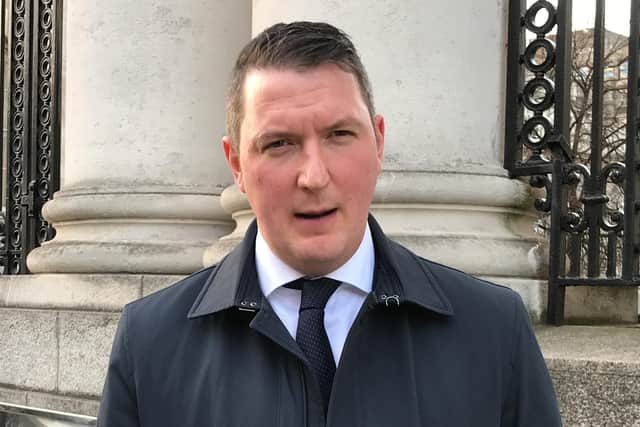 Sinn Fein MP John Finucane (pictured) is suing DUP councillor Marc Collins over Twitter postings made during the 2019 Westminster election campaign