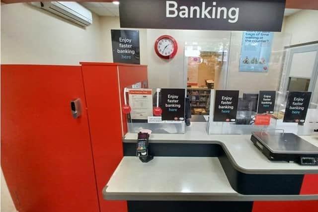 Holywood in County Down has become the first community in Northern Ireland to welcome new cash services in the town’s local Post Office. Pictured is the Holywood EPO counter