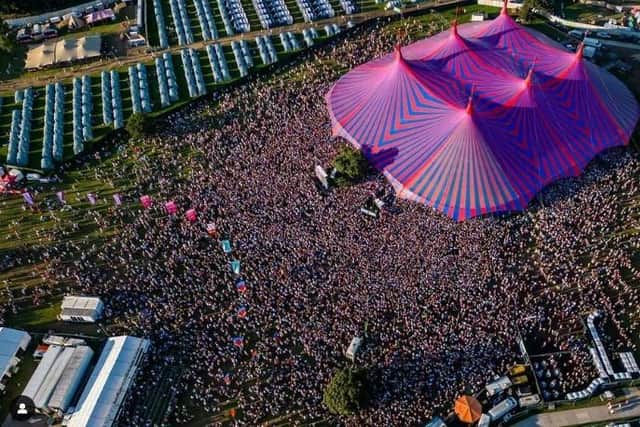 An aerial photo of the record crowd at the Electric Arena to see the Wolfe Tones. Photo: Electric Picnic Instagram