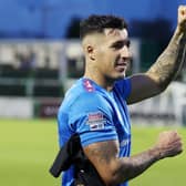 Danny Gibson scored his 11th Premiership goal of the season for Carrick Rangers in their victory over Dungannon Swifts. PIC: INPHO/Jonathan Porter