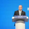 Northern Ireland Secretary Chris Heaton-Harris delivers his address during the Conservative Party annual conference at Manchester Central. Mr Heaton-Harris said that business "truly recognises" the opportunities that exist due to the Windsor Framework