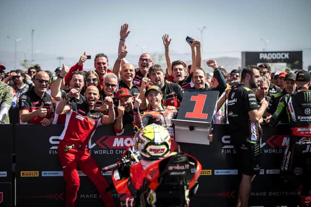 Spain's Alvaro Bautista won twice at San Juan in Argentina to move closer to a maiden World Superbike title.