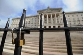 The locked gates at Stormont in Belfast.