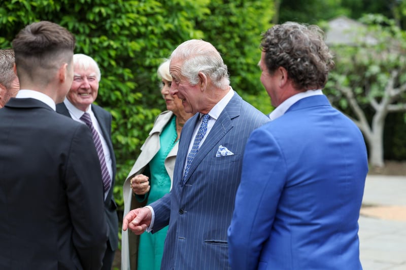 King Charles and Queen Camilla pictured today at newly-created Coronation Garden in Newtownabbey, designed by Diarmuid Gavin.King Charles and Queen Camilla have arrived in Northern Ireland for of a two-day visit. Their first visit since their coronation earlier this month.