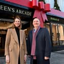 Visit Belfast has announced a new strategic partnership agreement with Belfast's last remaining Victorian shopping arcade, Queen's Arcade. Pictured are Suzanne Lunn, marketing director, Queen’s Arcade and Gerry Lennon, chief executive, Visit Belfast