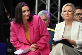 First Minister Michelle O'Neill (right) and deputy First Minister Emma Little-Pengelly at Fleadh Cheoil na hÉireann 2026. Pic: Oliver McVeigh/PA Wire