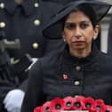 Suella Braverman holds a wreath during the Remembrance Sunday service at the Cenotaph, in Whitehall, London. She was sacked as home secretary earlier this week by prime minister Rishi Sunak following days of speculation over her future after she penned an article in the Times accusing the police of bias