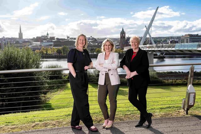 Mary McKenna, chair and cofounder of AwakenAngels and AwakenHub who has been named as the fifth most influential women in UK Tech and EBAN Board member, pictured with her co-founders Clare McGee, CEO also named as a Woman to Watch by Computer Weekly, and Denise McQuaid, director of Investor Relations and the UKBAA UK Diversity in Investment Champion