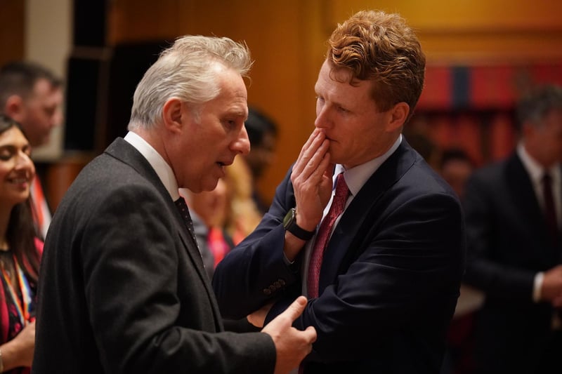 Ian Paisley Junior and Joe Kennedy III , Special Envoy for Northern Ireland, attending the three-day international conference at Queen's University Belfast to mark the 25th anniversary of the Belfast/Good Friday Agreement.