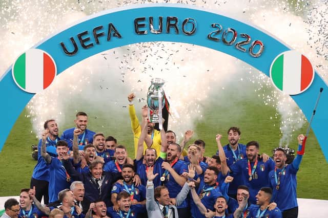 Wembley Stadium hosted the Euro 2020 final last July when Italy beat England in a penalty shootout. (Photo by Catherine Ivill / POOL / AFP) (Photo by CATHERINE IVILL/POOL/AFP via Getty Images)