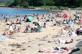 People enjoying the good weather and sunshine at Helen’s Bay in Co Down on Sunday (Jonathan Porter/PressEye)