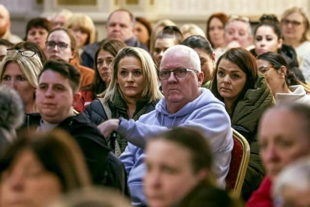 Hundreds attend a previous meeting held last month in bid to save 300 Northern Ireland jobs at BT Enniskillen
