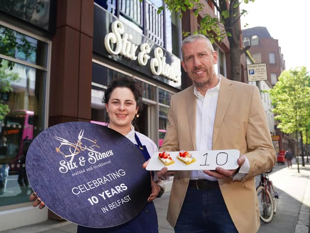 Hospitality leader urges local government to act at a time when the industry is navigating significant economic pressures, including rising operational costs, a staff and skills shortage, and a challenging global economic climate. Pictured is John Trainor, operational director of Stix & Stones and Kerry Roper, executive chef of Stix & Stones celebrate the hugely successful restaurant's 10th anniversary