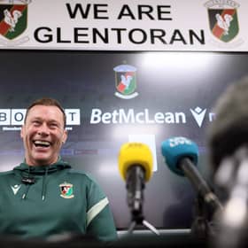 Duncan Ferguson sharing a smile with the media after Glentoran's confirmation of his appointment as first-team manager. (Photo by Stephen Davison/Pacemaker Press)