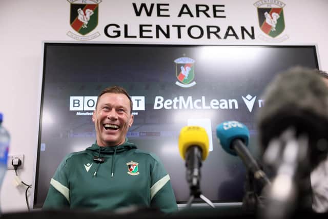 Duncan Ferguson sharing a smile with the media after Glentoran's confirmation of his appointment as first-team manager. (Photo by Stephen Davison/Pacemaker Press)