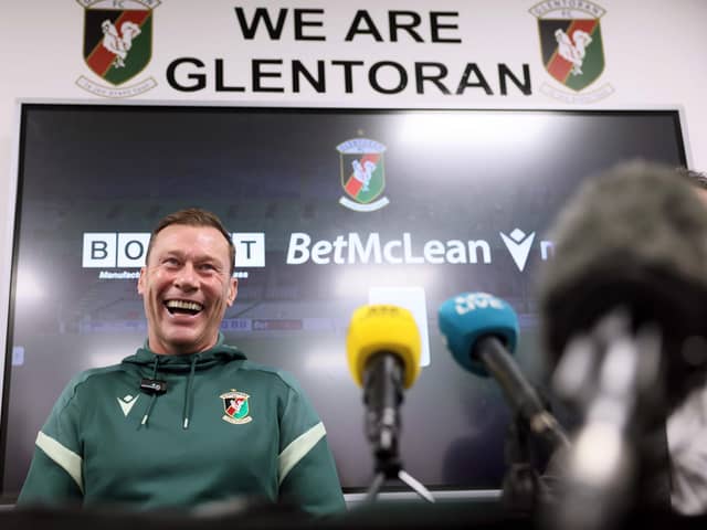 Duncan Ferguson sharing a smile with the media after Glentoran's confirmation of his appointment as first-team manager. (Photo by Stephen Davison/Pacemaker Press)