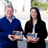 ubloquity, a leading technology firm based in Banbridge, has joined forces with McColgan's Quality Foods to pilot a new blockchain enable platform that will ‘revolutionise’ the BRCGS audit process for food manufacturers. Pictured are William McColgan of McColgan’s Quality Foods with Ellen Moorehead from ubloquity celebrating their company’s partnership