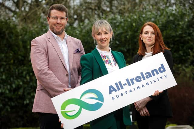 Founder of the All-Ireland Sustainability Summit, Danielle McCormick with Andrew Johnston, Everun.