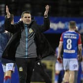 Linfield manager David Healy celebrates at full-time. PIC: INPHO/Presseye/Stephen Hamilton