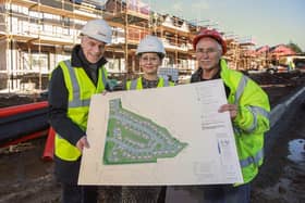 Choice's Michael McDonnell, development officer Jennifer Overend and contractor Leo Matheson.
