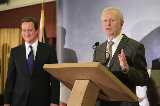 The Conservative leader David Cameron after addressing the Ulster Unionists' conference with Ulster Unionist Party leader Sir Reg Empey in December 2008. The Conservative/ UUP link of 2008-12 was an attempt to refocus and rebalance the economy towards the private sector and a higher wage economy. Picture by Kelvin Boyes / Press Eye