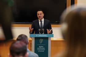 Irish Taoiseach Leo Varadkar speaking to journalists during his pre-Christmas media briefing in government buildings, Dublin. The Irish premier insisted any personal concerns over his safety will not deter him from visiting Northern Ireland.