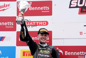 Richard Kerr claimed two runner-up finishes in the National Superstock 1000 races at Thruxton