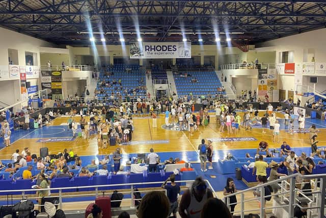 Holidaymakers were evacuated to a basketball arena until alternative accommodation could be found
