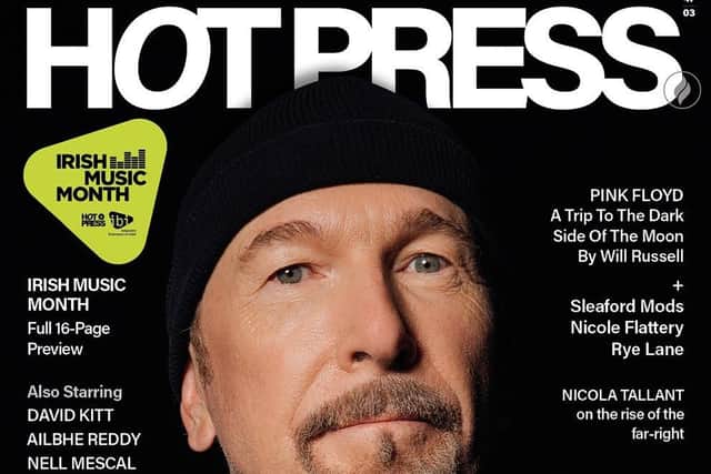 Image of The Edge from U2 as depicted on the cover on this month's edition of Hot Press Magazine