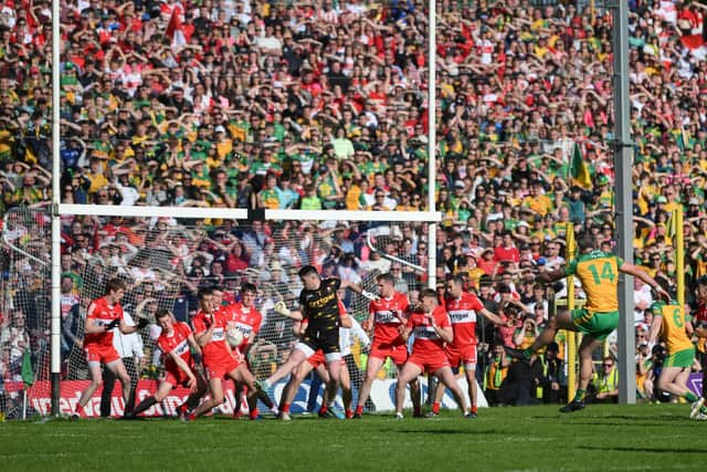 The 2022 Ulster GAA Senior Football Championship final saw Derry take on Donegal at St Tiernach's Park in Clones, Monaghan. Photo by Stephen McCarthy/Sportsfile