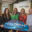 BelTech will return in March with its 11th annual conference aimed at Belfast’s growing tech community. Pictured are Kevin Higgins, technical lead, Allstate, Colleen Murray, marketing executive, Options NI, Sharon Ross, technical engineer in quality engineering, Expleo Group, Síona O’Reilly, solution architect, Kainos and Evan Blair, principal engineer, Synechron, at the launch of BelTech 2024