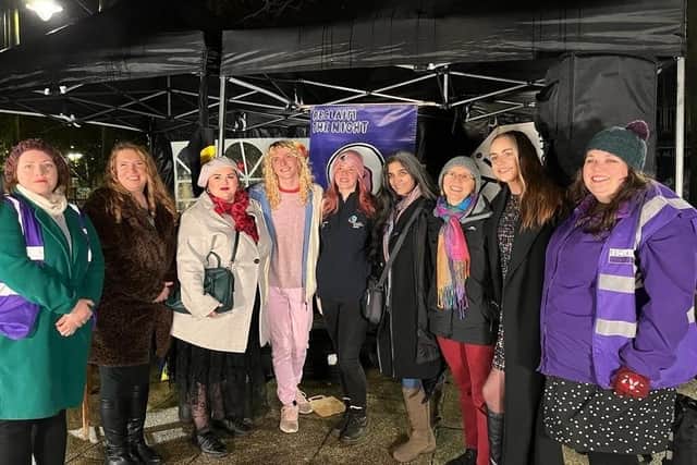 Some of the speakers during a Reclaim The Night rally in Belfast on Saturday