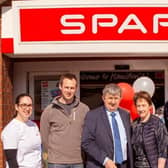 Hamilton’s Spar Newtownstewart opened in 1979 and is this year celebrating 45 successful years of serving the local community. Charlie, Ruth and their family are well known and respected in the community, with their children continuing their legacy.  Pictured are Alison Logue, John Hamilton, Charlie Hamilton, Ruth Hamilton, David Hamilton and Louise Hamilton.