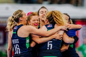 Ireland women celebrate against New Zealand in the FIH Hockey World Cup. (Photo by WORLDSPORTPICS/Rodrigo Jaramillo)