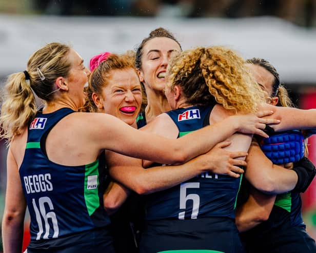 Ireland women celebrate against New Zealand in the FIH Hockey World Cup. (Photo by WORLDSPORTPICS/Rodrigo Jaramillo)