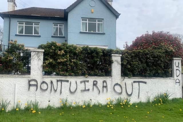 The home of Newry Aontú candidate and Hospital Campaigner Sharon Loughran has been targeted with graffiti.