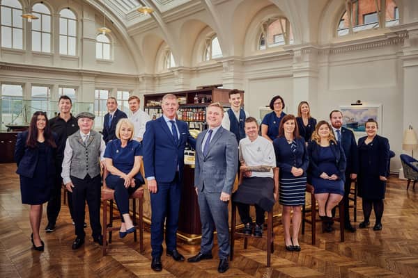 One of the hallmarks of the Belfast hotel’s success is that over 20% of its staff have been employed for more than five years with the head of concierge there since it opened in September 2017. Pictured are some of the dedicated staff