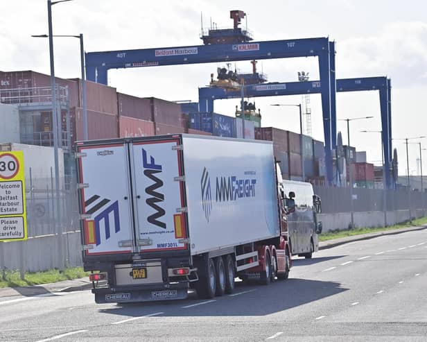 Freight lorries at Belfast docks. Dr Esmond Birnie argues significant changes need to be made to the current systems.