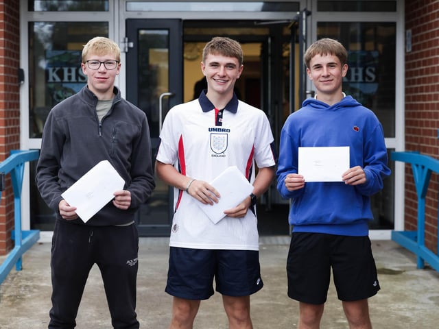 County Down pupils Nathan, Jack and JJ after receiving their GCSE results at Kilkeel High School